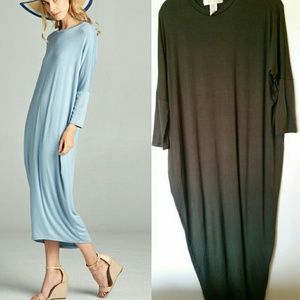 Olive Green Dolman Midi Dress Medium (10-12)